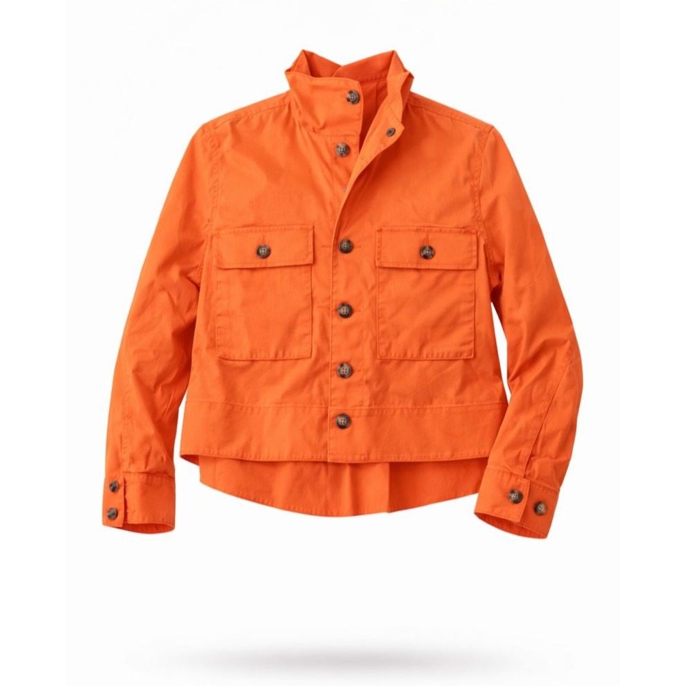 CAbi Orange Utility Jacket Button Front‎ Pockets Womens Medium